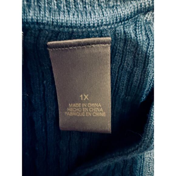 Liz Claiborne Ribbed V-Neck Sweater Navy Blue Cotton Blend Size 1X Plus - Picture 5 of 9